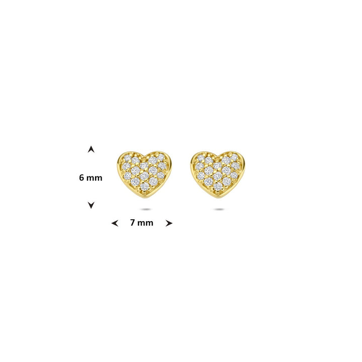 14k Geelgouden oorknopjes met hartje diamant