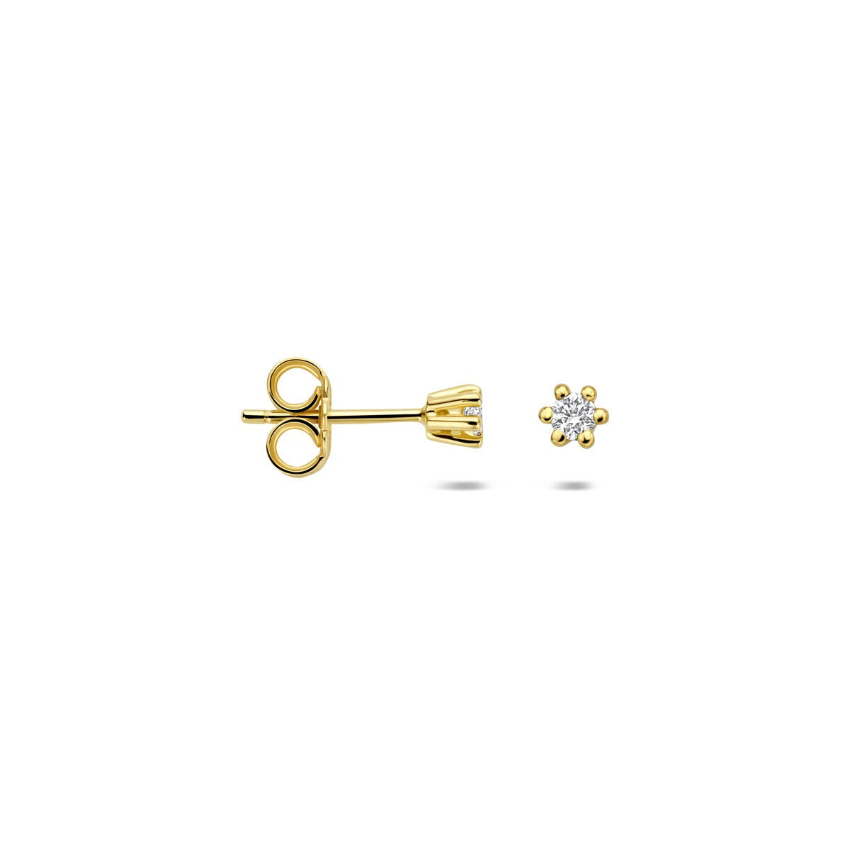14k Gelbgold Ohrstecker mit im Labor gezüchtetem Diamant