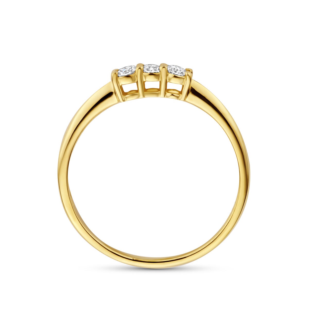 14K Gelbgoldring mit im Labor gezüchtetem Diamant