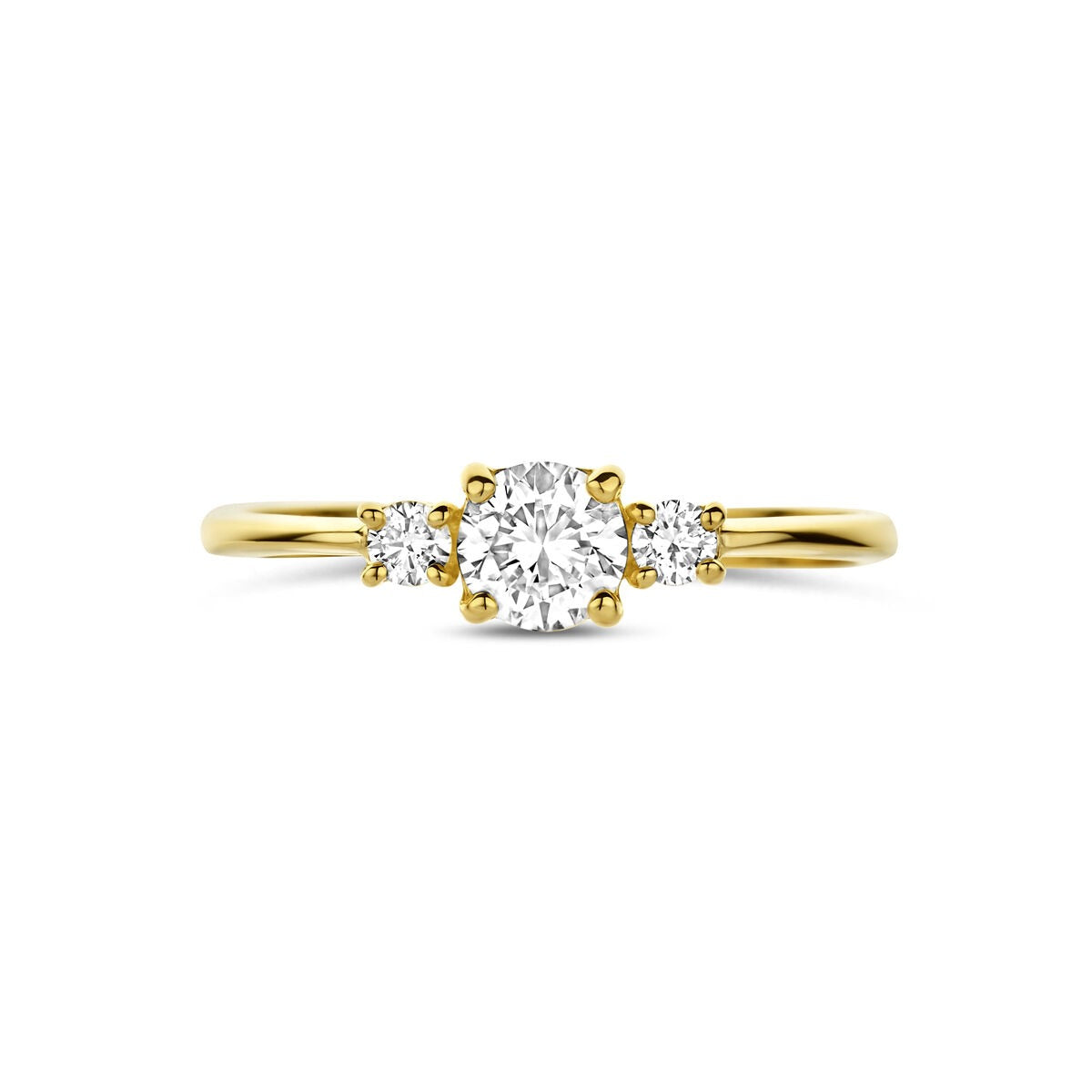 14K Gelbgoldring mit im Labor gezüchtetem Diamanten