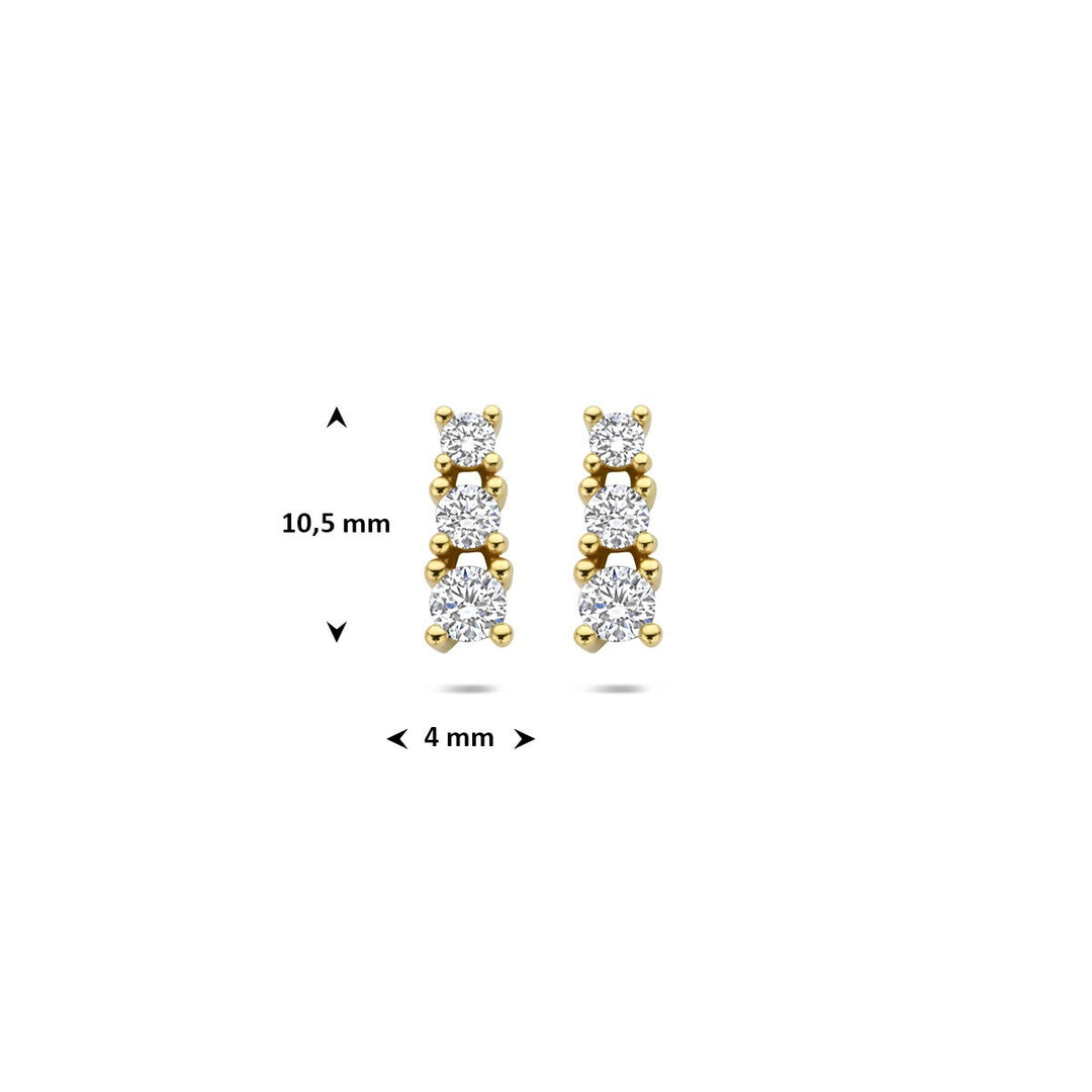 Gouden oorknoppen met lab grown diamant – 14k geelgoud