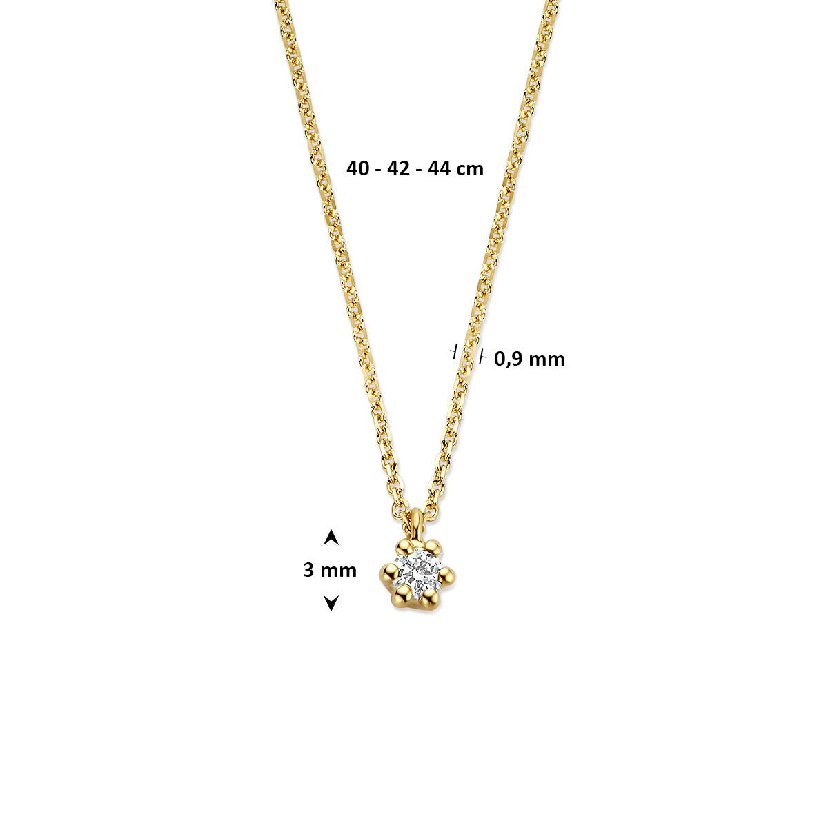 14k Gelbgoldkette mit im Labor gezüchtetem Diamant