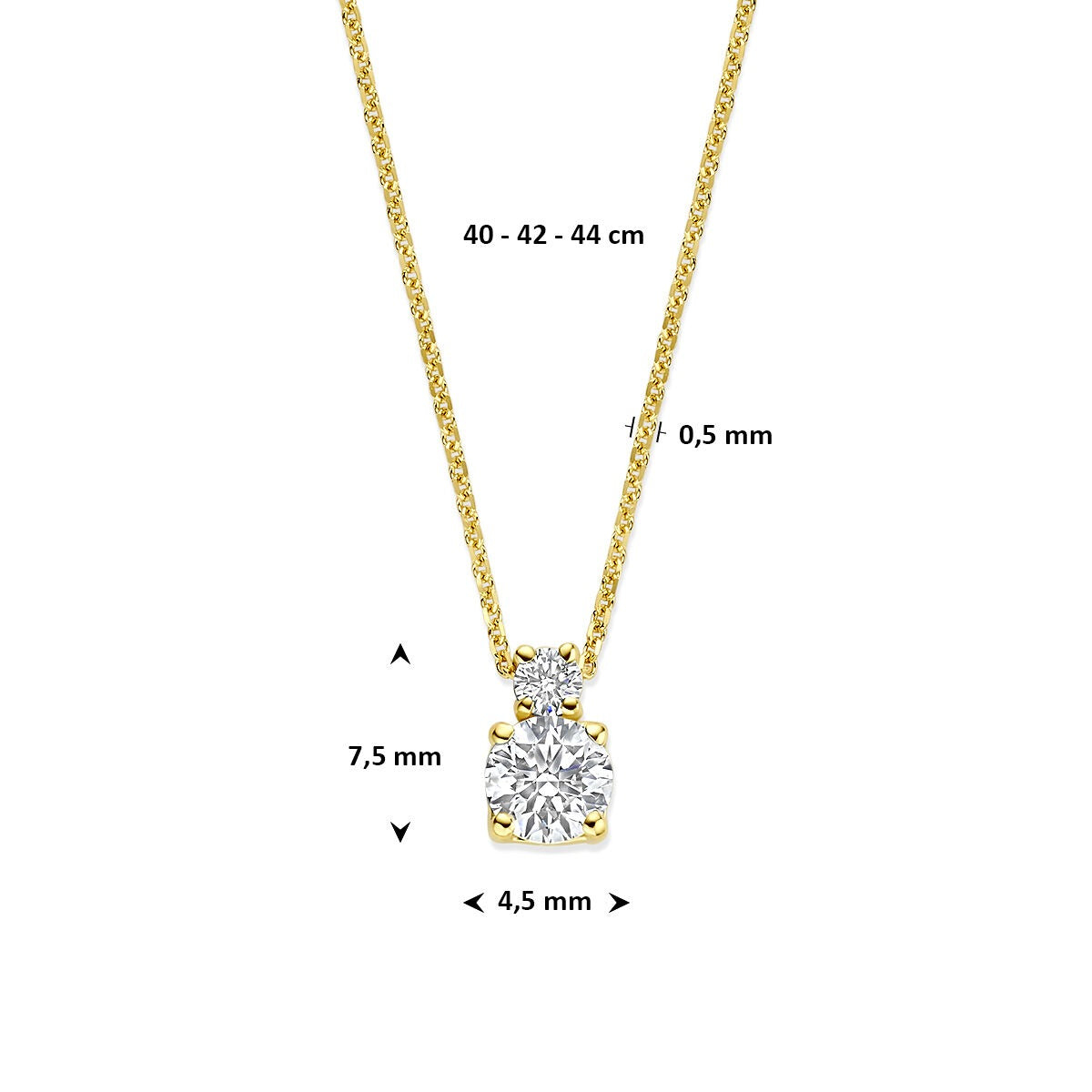 14k Gelbgoldkette mit im Labor gezüchtetem Diamanten