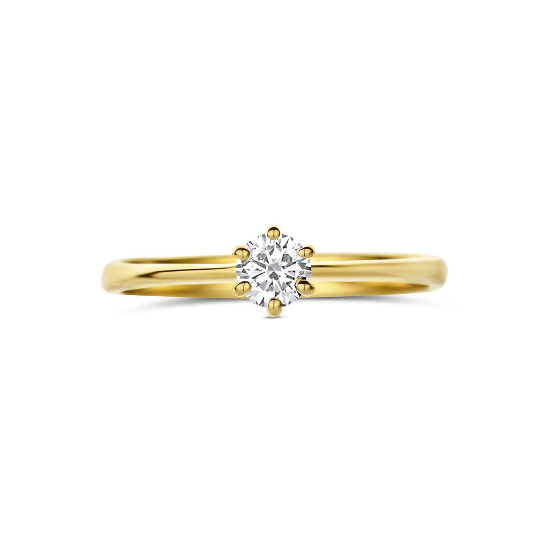 14k Geelgouden ring met lab grown diamant