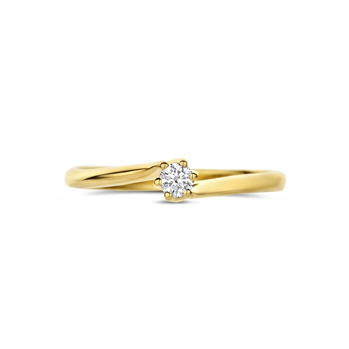 14 K Gelbgoldring mit im Labor gezüchtetem Diamanten