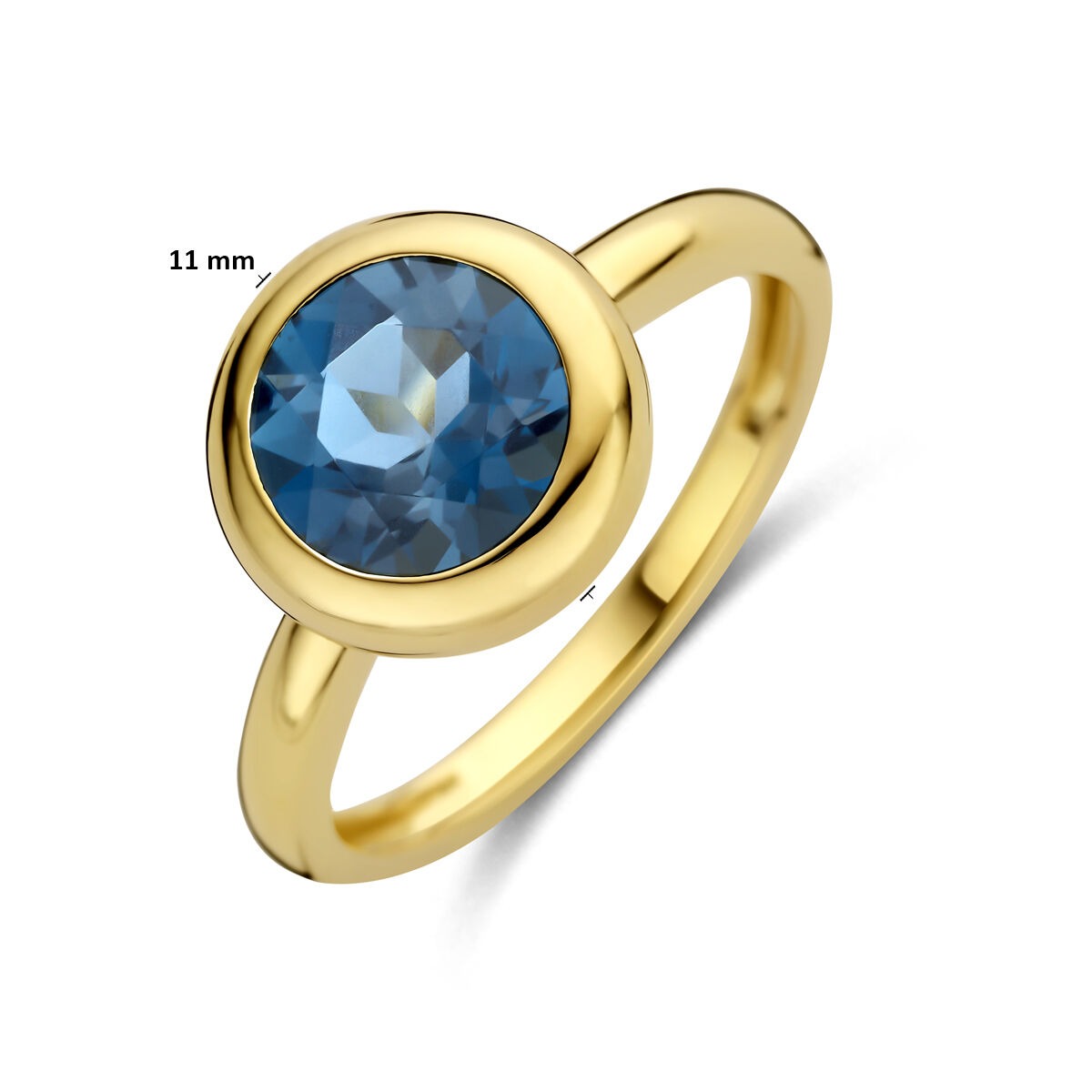 Damenring aus 14k Gelbgold mit London Blue Topas