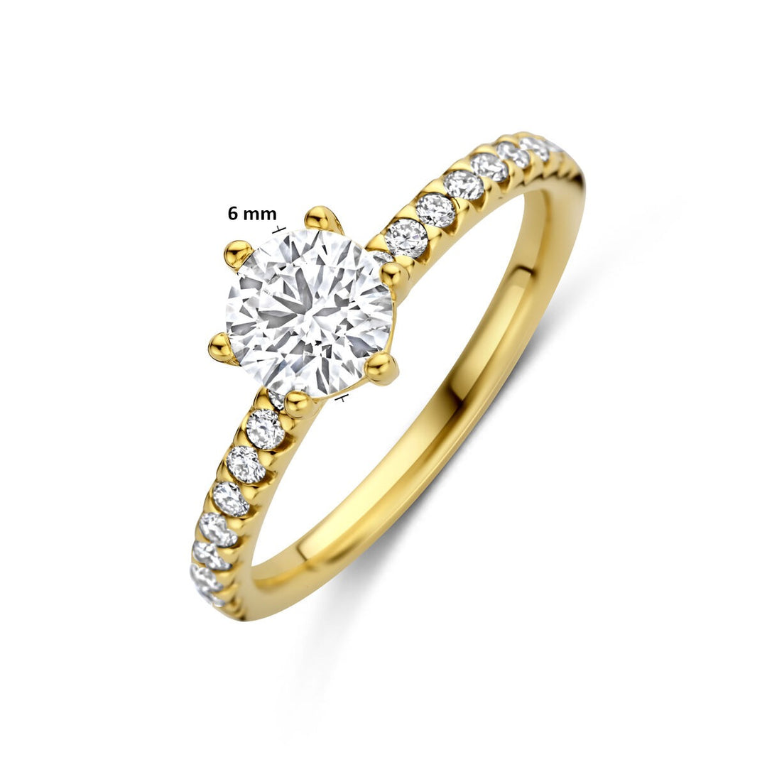 Gouden dames ring met lab grown diamant – 14k geelgoud