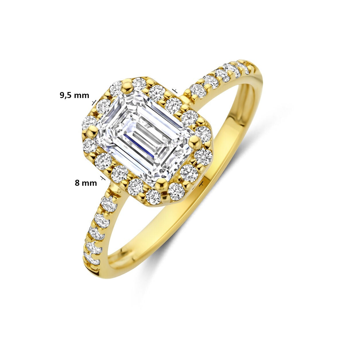 14k Gelbgoldring mit Diamant im Emerald-Schliff (laborgezüchtet) – inkl. Zertifikat