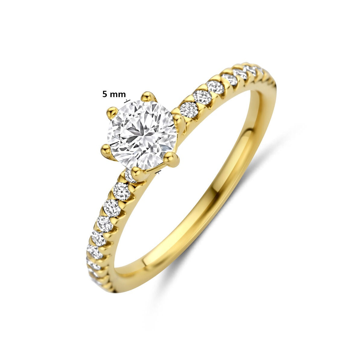 Damenring aus 14 Karat Gelbgold mit im Labor gezüchtetem Diamant