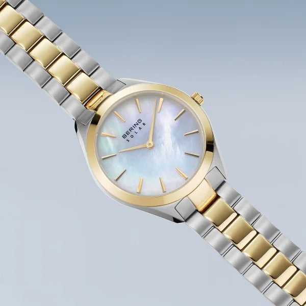 Bering Damenuhr – Solar, bicolor Silber-Gold