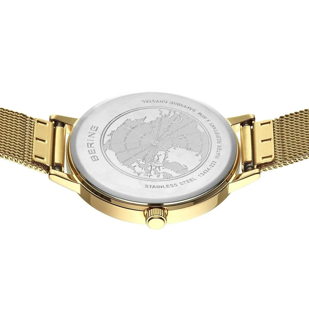 Bering Damenuhr goldfarbenes Zifferblatt 13434-333