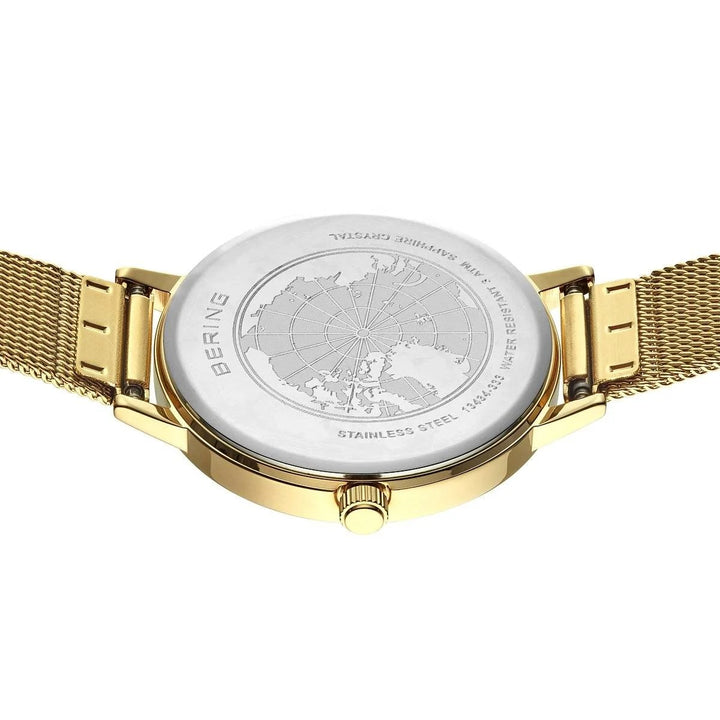 Bering Damenuhr goldfarbenes Zifferblatt 13434-333