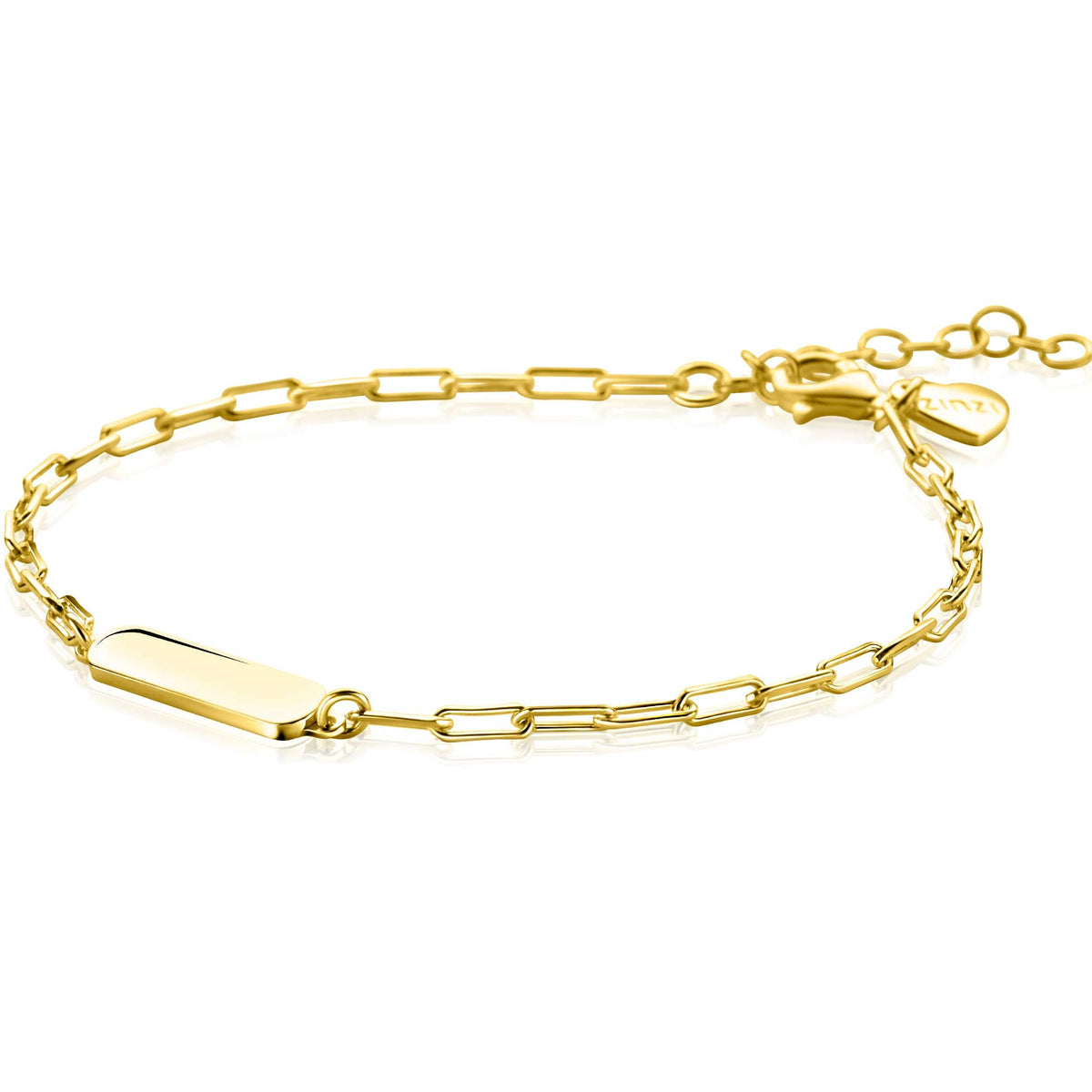 Armband aus vergoldetem Metall mit rechteckigem Anhänger und Gliederkette
