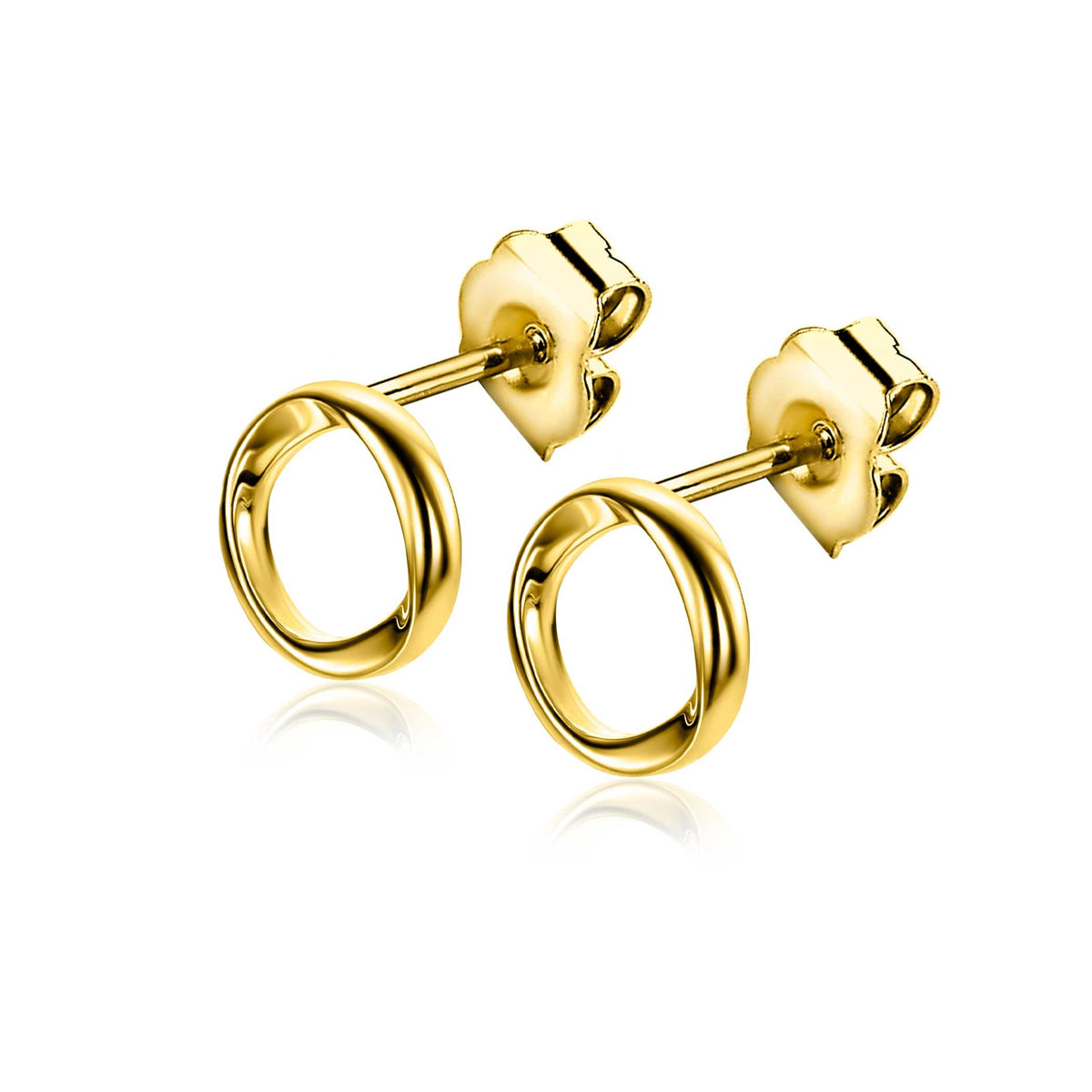 Goldplattierte Ohrringe mit kreisförmigem Design und blütenförmigem Verschluss
