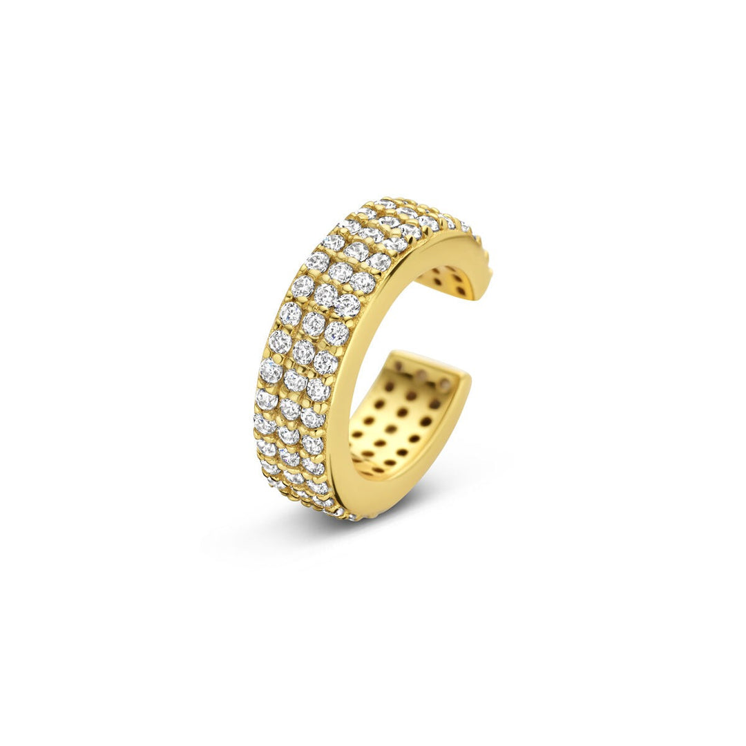 Verguld zilveren ear cuff met zirkonia – subtiele glamour zonder piercing
