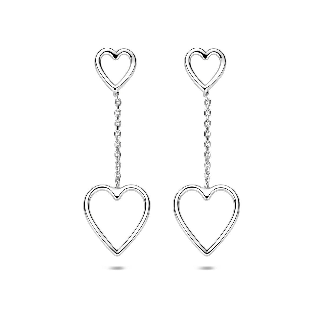 Gerhodineerd 925 zilveren oorhangers met hartjes