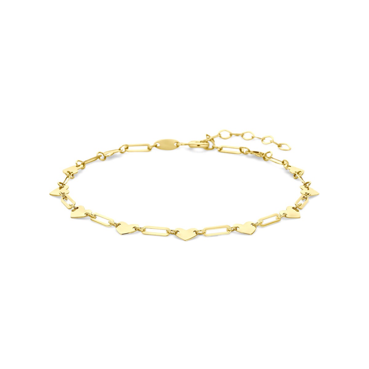 Verstellbares Armband aus 14k Gelbgold mit herzförmigen Gliedern und Karabinerverschluss