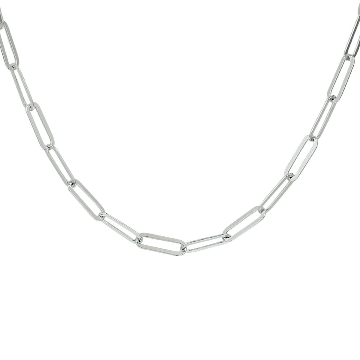Halskette aus rhodiniertem 925 Silber mit paperclipförmigen Gliedern