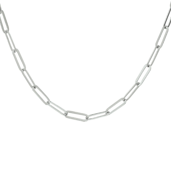 Halskette Büroklammer Flachrohr 3,8 mm 41 + 4 cm Silber rhodiniert