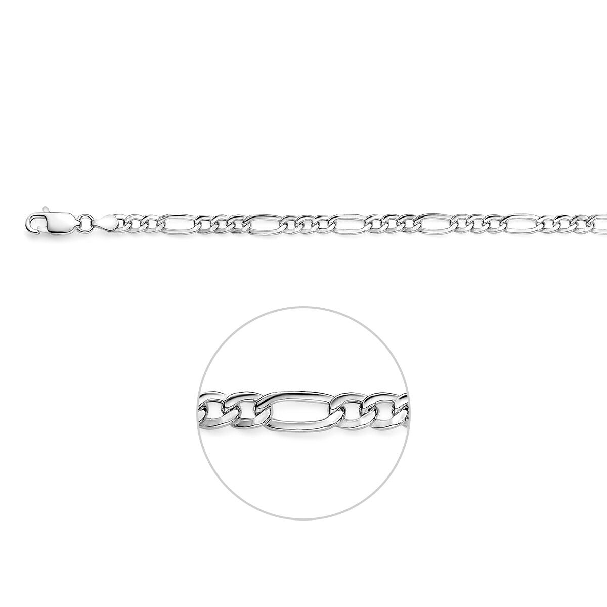 925 Silberne Figaro-Kette für Herren mit 5,1 mm breiten Gliedern und Karabinerverschluss