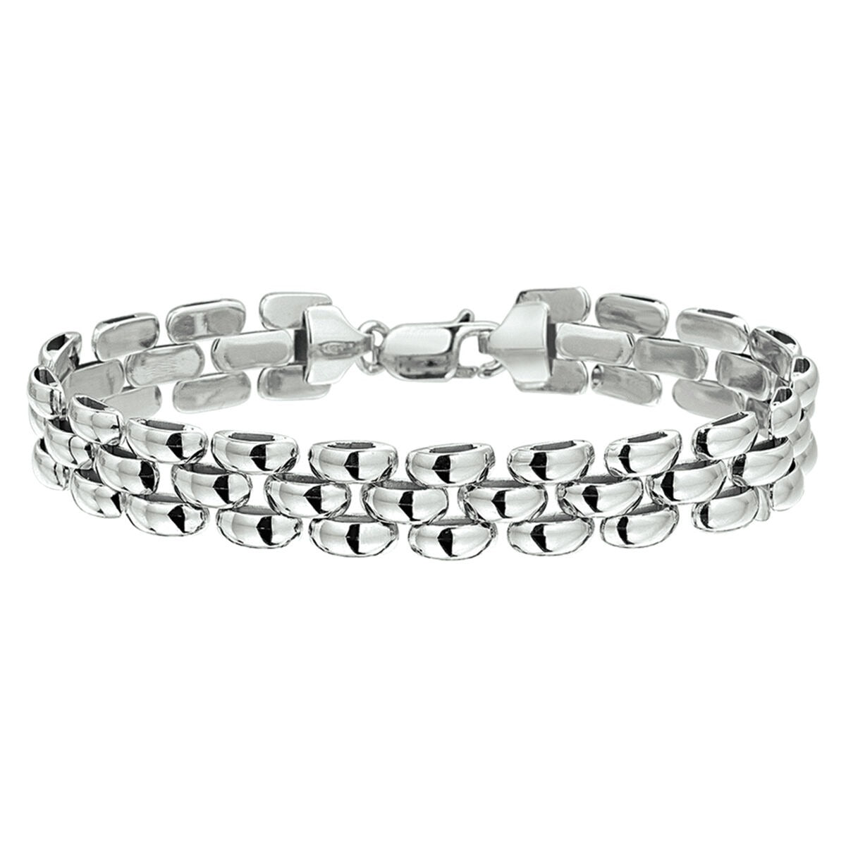 Zweireihige Armband aus rhodiniertem 925 Silber mit pantherförmigen Gliedern