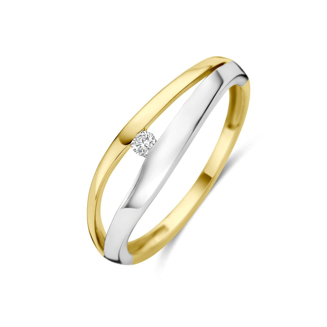 14k Bicolor dames ring met lab grown diamant