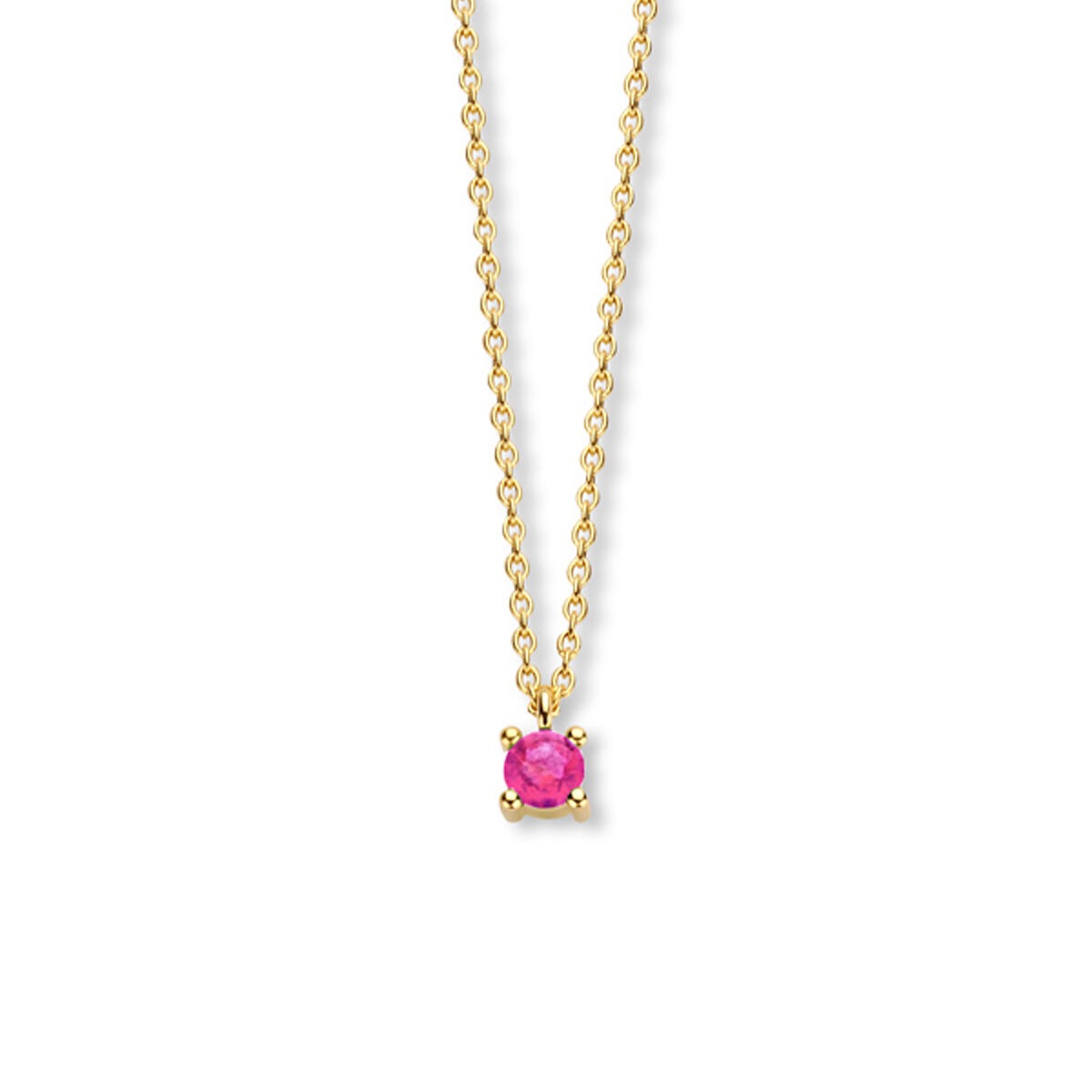 14k Gelbgoldkette mit rosa Turmalin als Geburtsstein