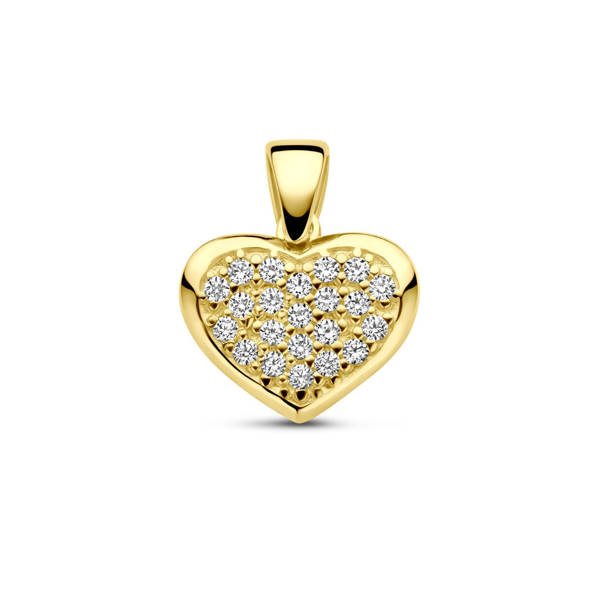Herzförmiger Anhänger aus 14k Gelbgold mit Zirkonia-Steinen