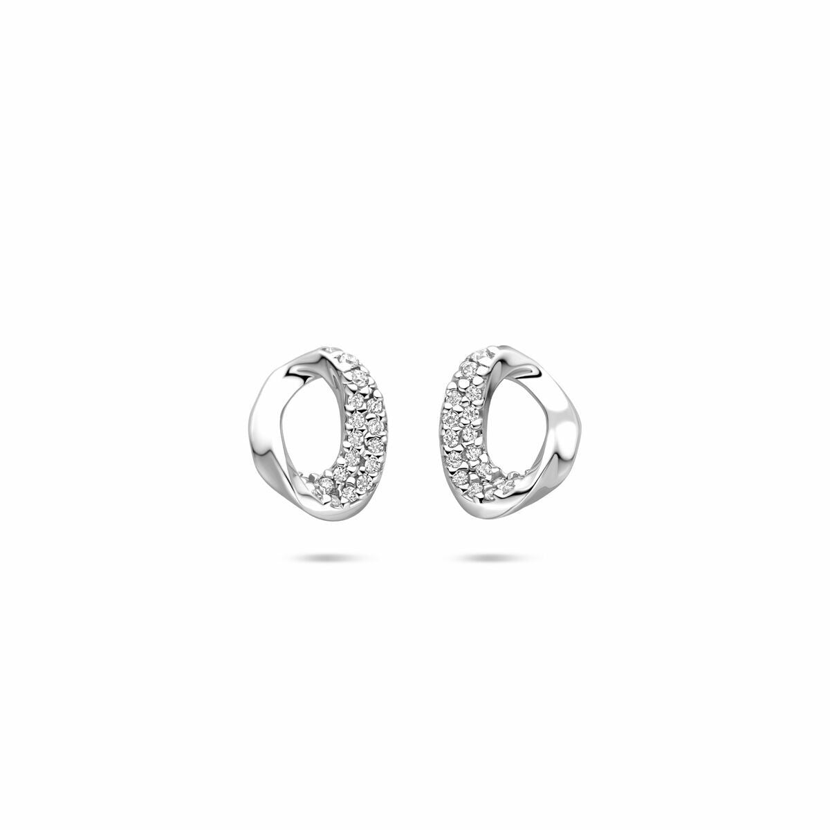 Gerhodineerte 925 Silber-Ohrstecker mit Zirkonia in geschwungener Form