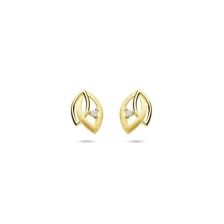 Gouden oorknopjes met diamant 14k 0.02ct (2x 0.01ct) h si 9,5 mm