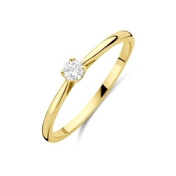 Damenring aus 14k Gelbgold mit 0,10 ct lab-grown Diamant in runder Fassung