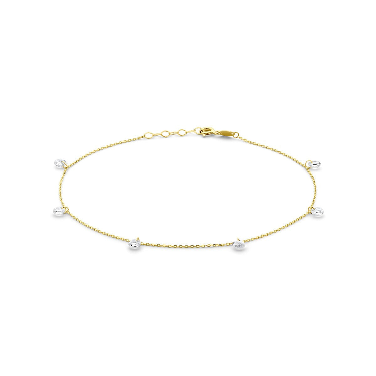 14k Gelbgoldenes Fußkettchen mit Zirkonia und Karabinerverschluss