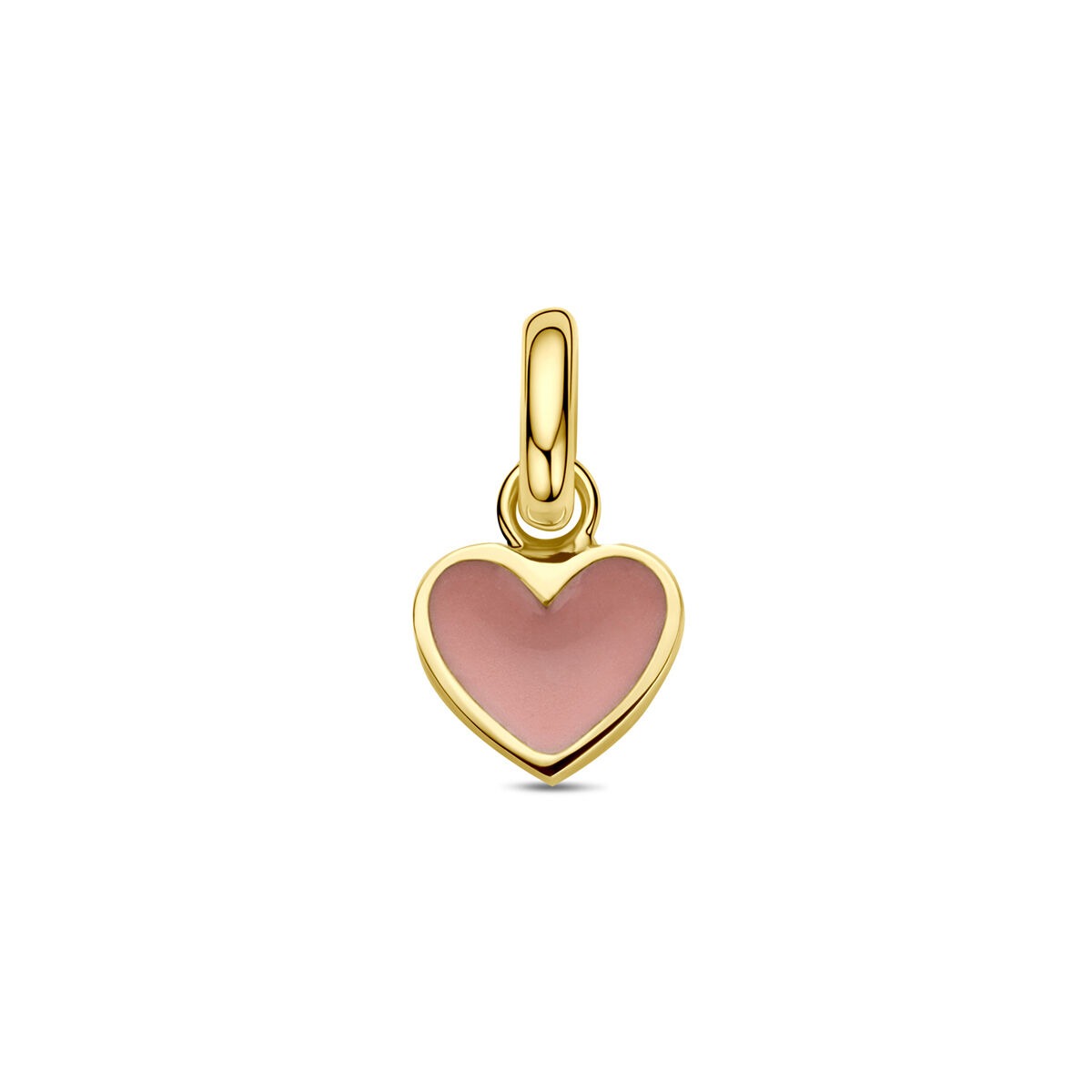 Herzanhänger aus 9 Karat Gelbgold mit rosa Emaille-Finish