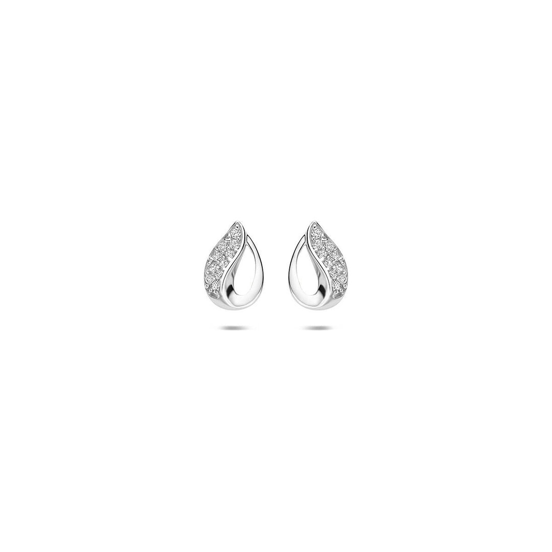 Rhodinierte 925er Silberohrstecker mit Pavé-Zirkonia