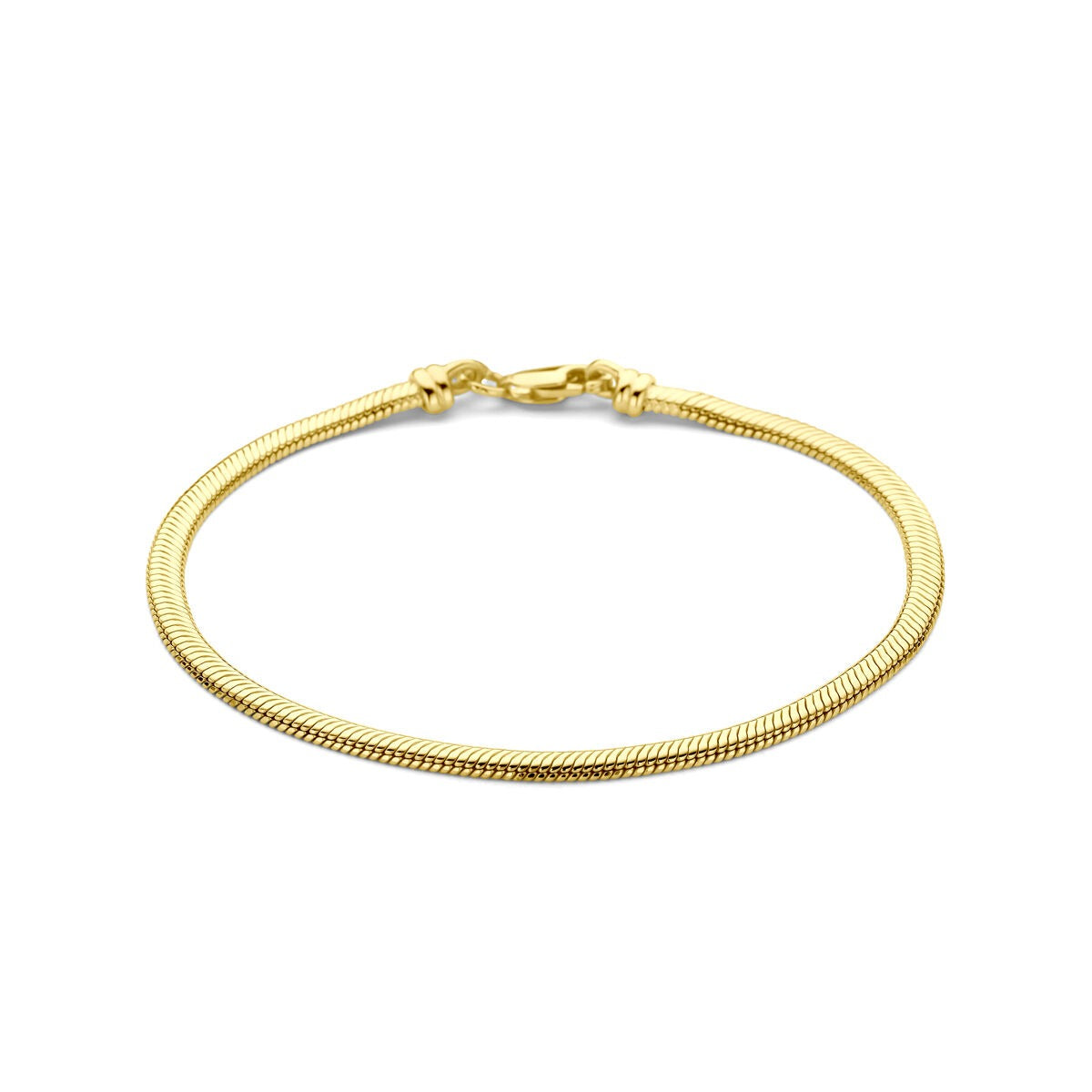 Damenarmband aus 14k Gelbgold mit silberner Kern, schlankes Design und feine Struktur