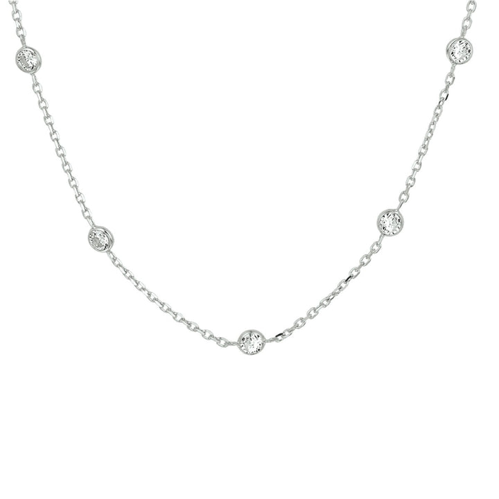 Zirkonia-Halskette 40 + 4 cm Silber rhodiniert