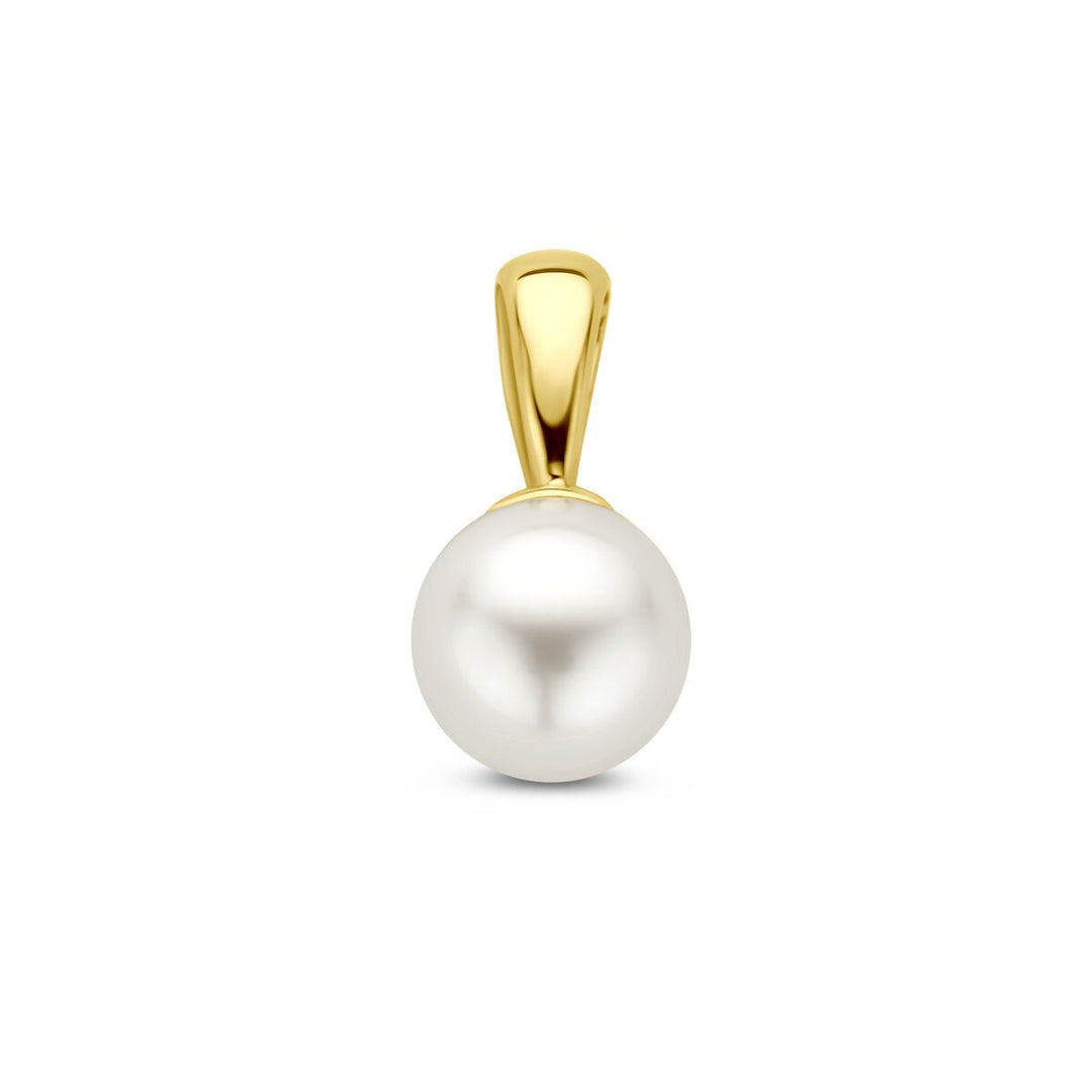 9k Geelkleurige hanger met zoetwaterparel 12 mm