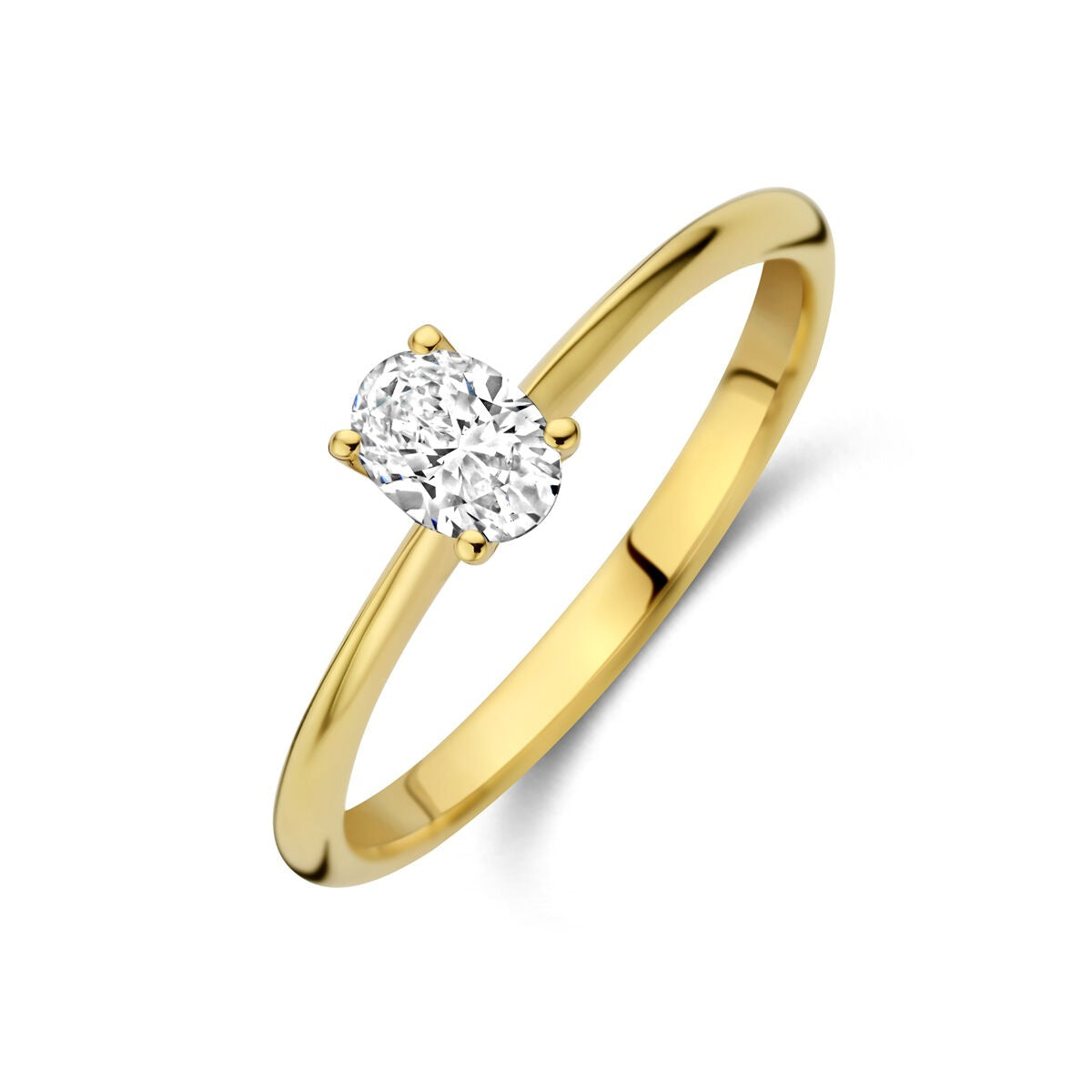 Ring aus 14k Gelbgold mit ovalem, 0,30 ct lab-grown Diamanten