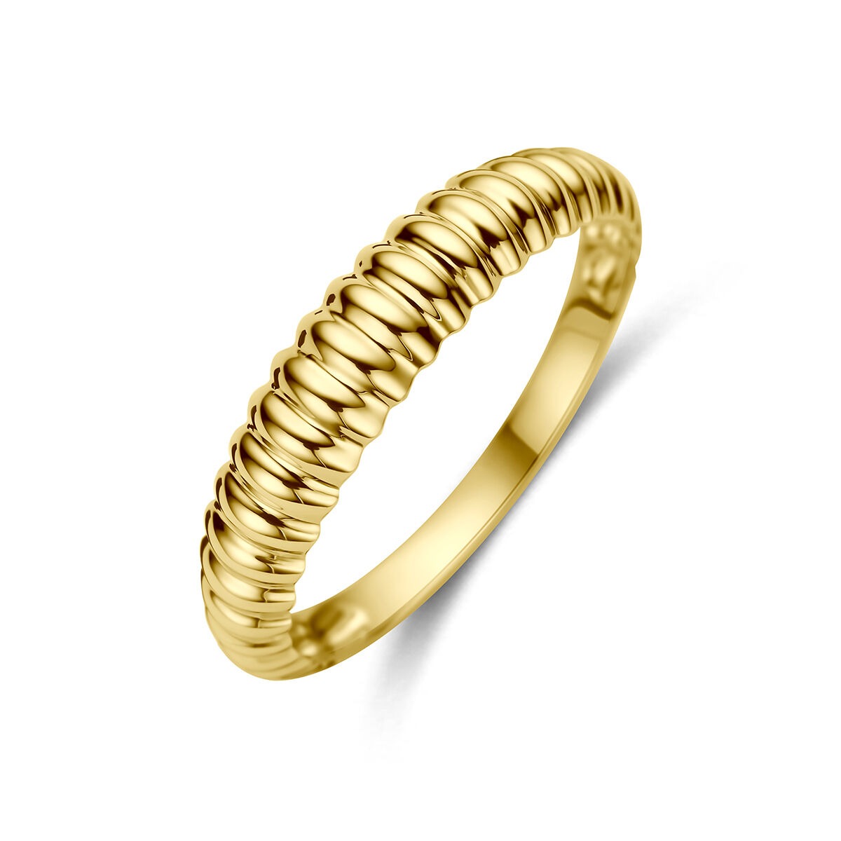 Ring aus 14k Gelbgold mit 4,5 mm breiter, gewellter Oberfläche