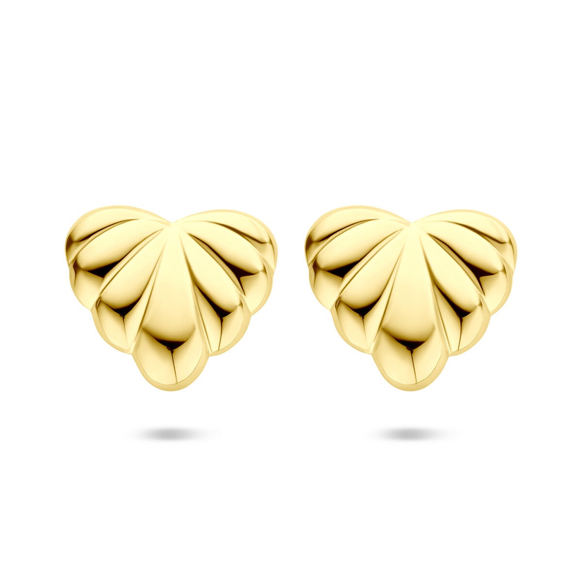 Goldfarbene Stahl-Ohrstecker in Herzform mit geschwungenem Design, 25x29 mm