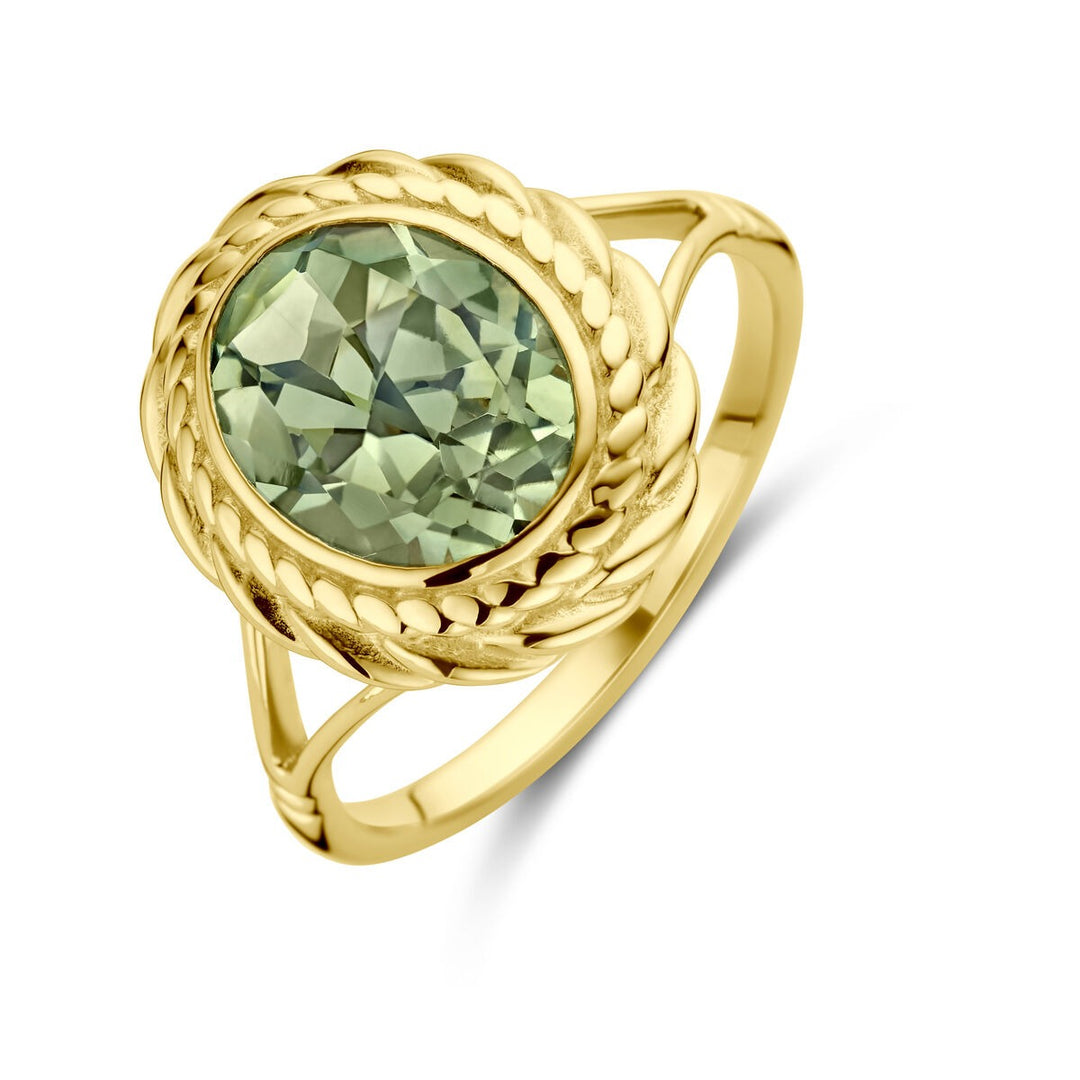 Gouden Ring 14k met Groene Amethist – Entourage Zetting