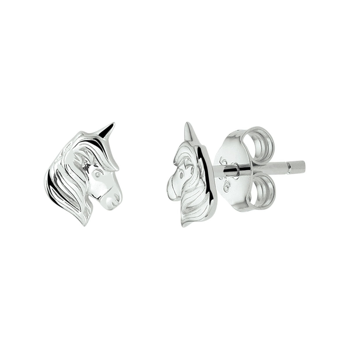 Gerhodineerte Silberne Ohrringe in Einhornform mit detaillierter Gestaltung