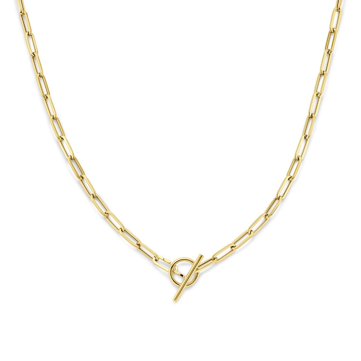 14k gelbgoldenes Damen-Collier mit Ankerkette und Kapittelslot