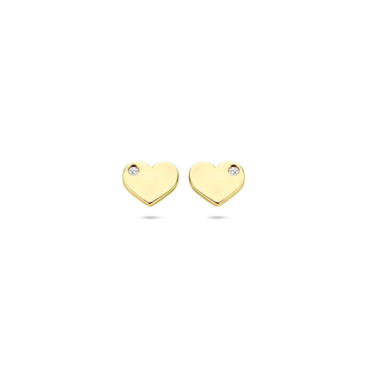 Ohrstecker aus 14k Gelbgold in Herzform mit Zirkonia, Größe 5 x 6 mm