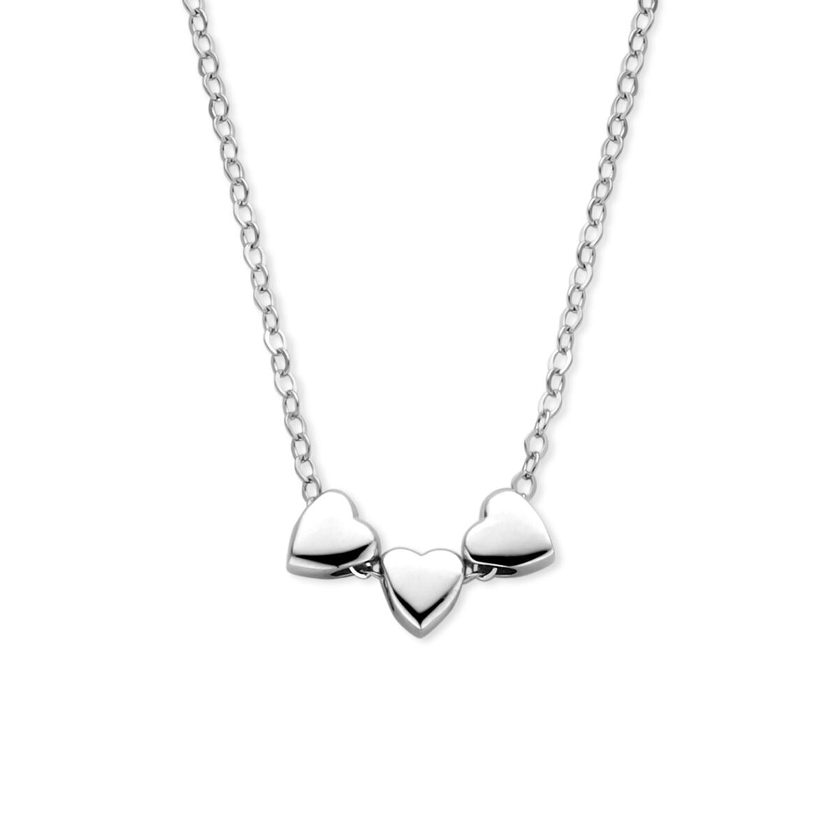 Collier aus rhodiniertem 925 Silber mit drei herzförmigen Anhängern