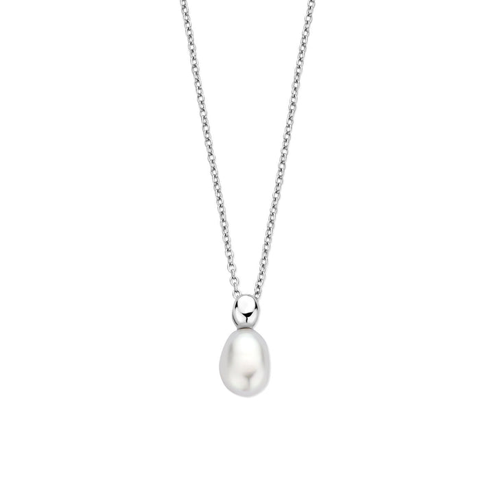 Zilveren collier met zoetwaterparel – gerhodineerd 925 zilver