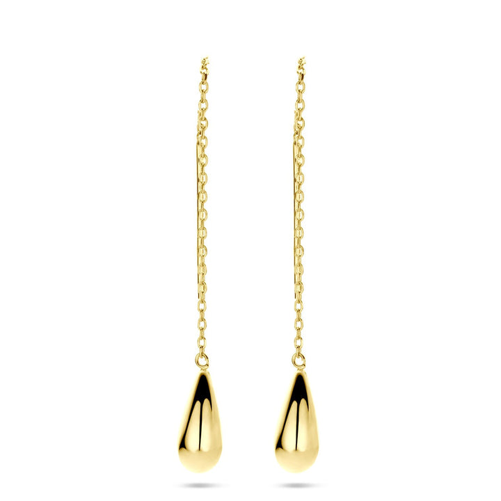 Gouden doortrekoorbellen 14k druppelvorm – dames