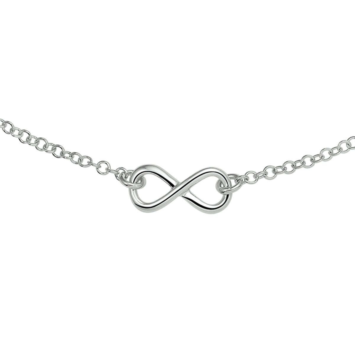 Silbernes Collier aus rhodiniertem 925 Silber mit unendlichem Zeichen in der Mitte