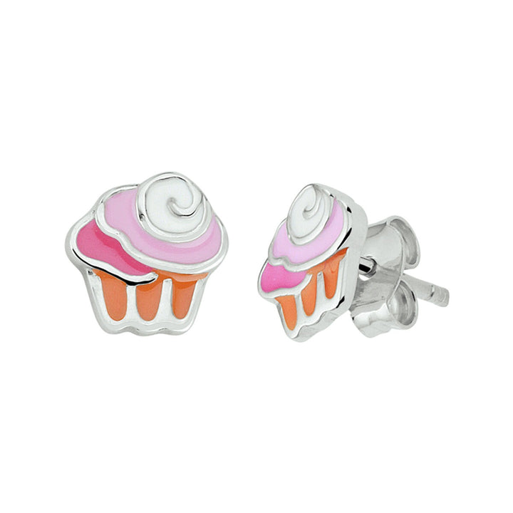 Ohrstecker Cupcake Silber rhodiniert