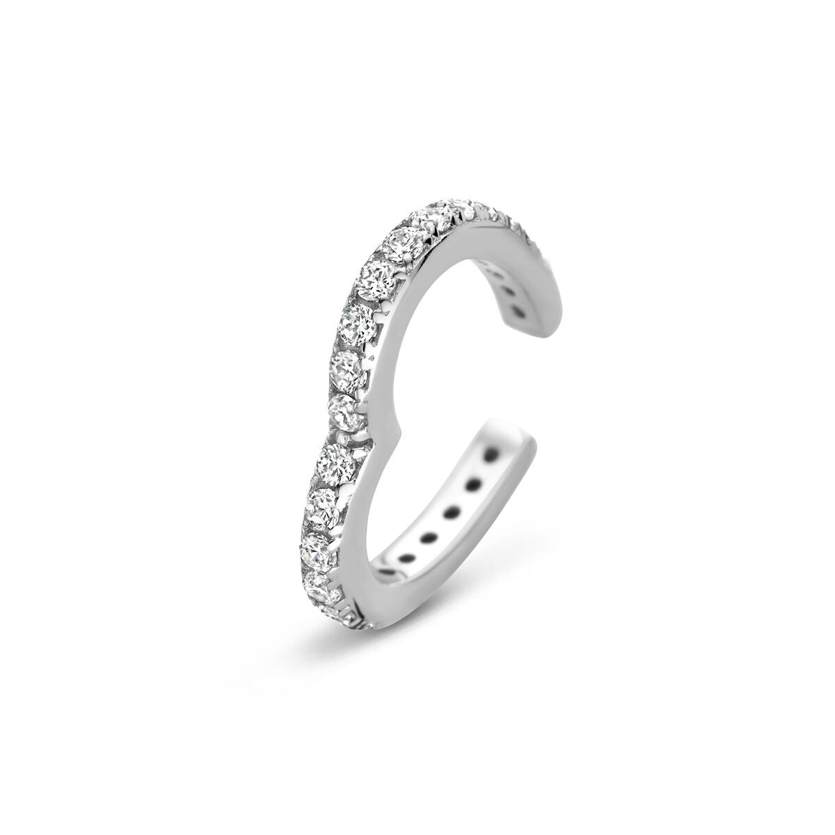 Gerhodinierter silberner Ear Cuff mit Herz und Zirkonia-Steinen